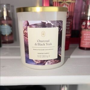 Threshold Charcoal & Black Teak Candle with Gold Lid